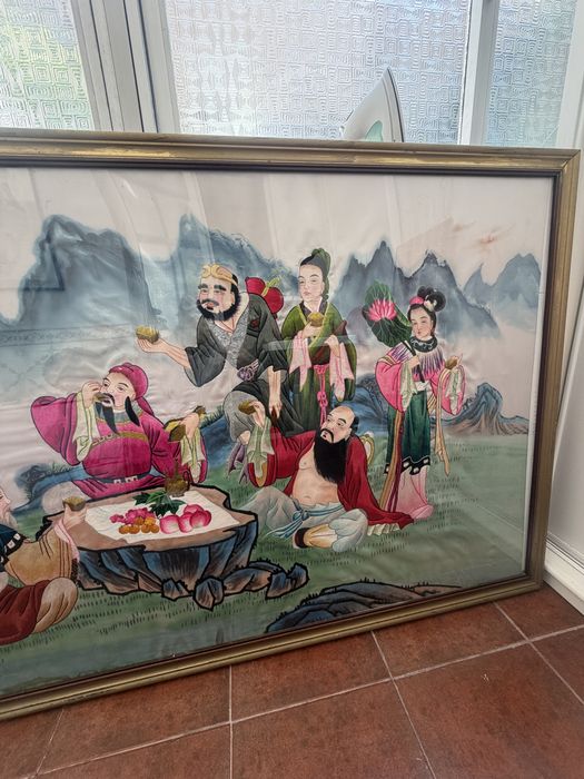 Pinturas de bordados em seda da China antiga.