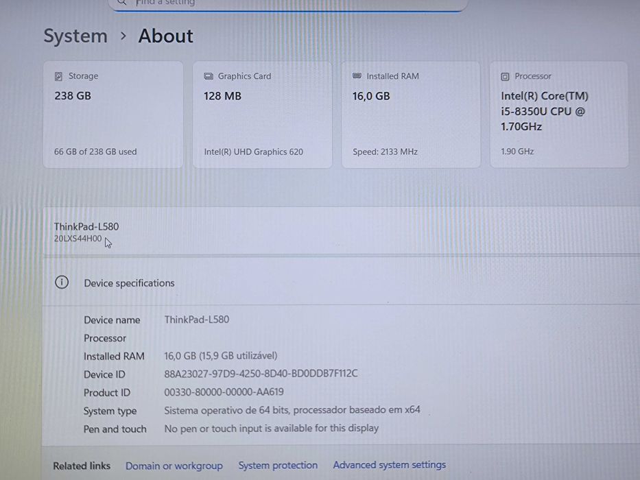 Lenovo ThinkPad L580 i5 SSD 256GB 16GB RAM FullHD