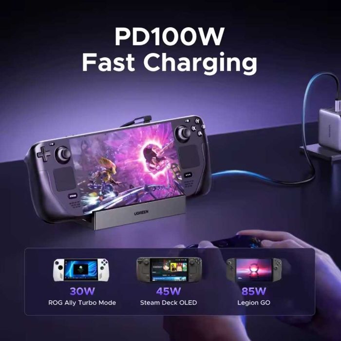Док-станція Ugreen 9в1 Steam Deck ROG Ally Nintendo X Legion PD100W