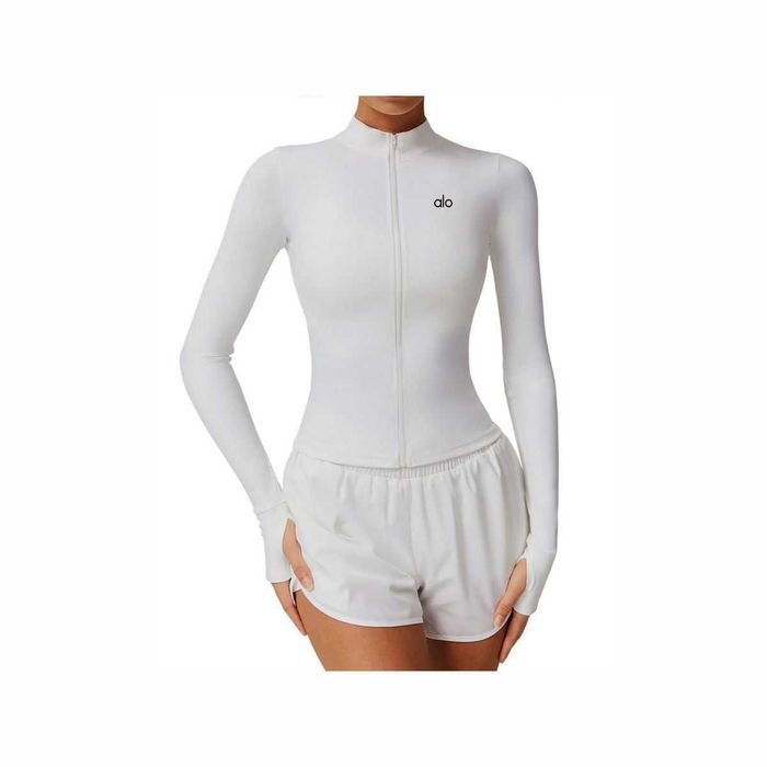 Лонгслів Alo Yoga Zipper Long Sleeve White