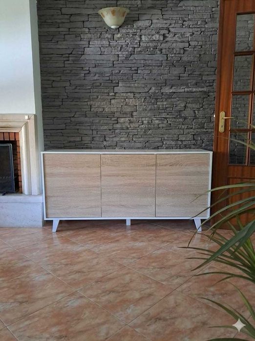 Conjunto de Móveis de Sala - Aparador, Móvel TV + Prateleira, Mesa e Cadeiras