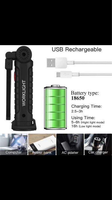 Ліхтарик LED WORKLIGHT складний 360° BIG
