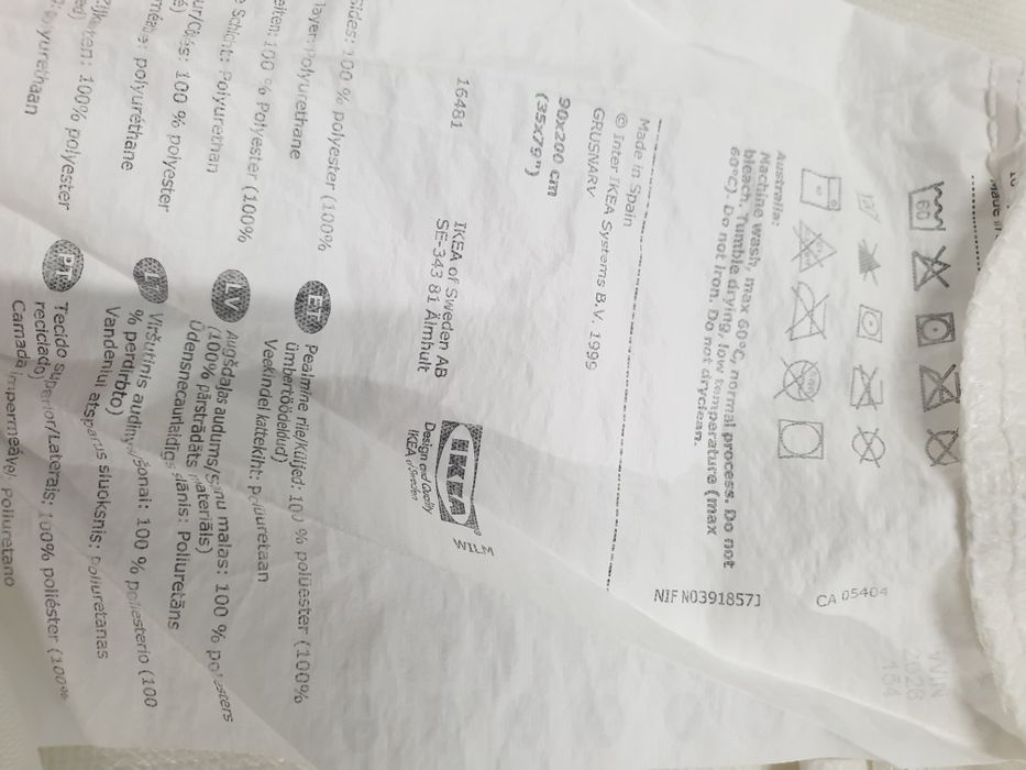 Capa impermeável para colchão 90x200cm Ikea