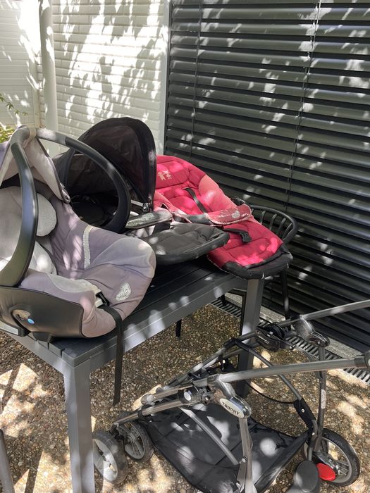 Carrinho de bebé ( rosa ou cinza ) + baby coque
