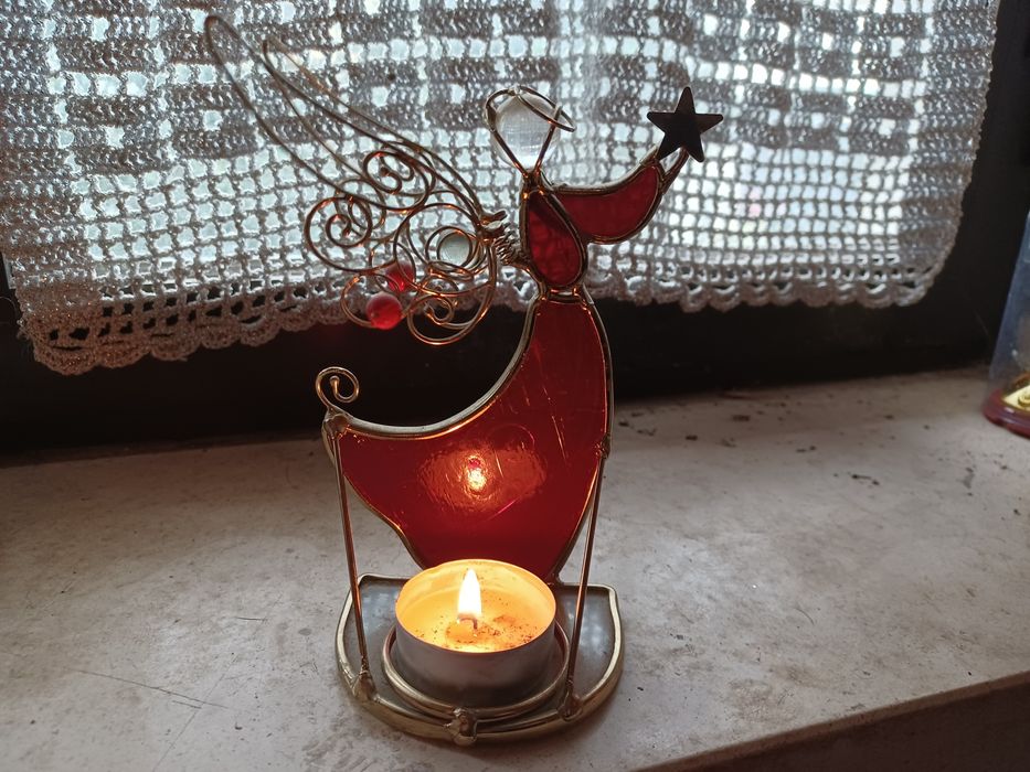 Anjo decorativo base vela