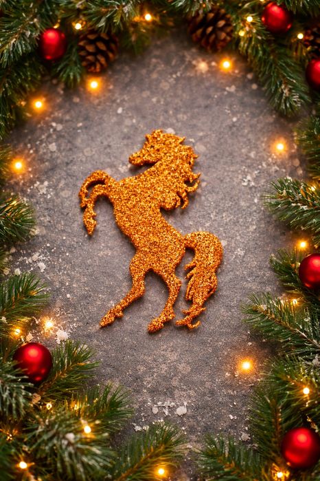 Зимний, новогодний декор, ёлки, снежинки, звезды, Санта, гном, лошадь