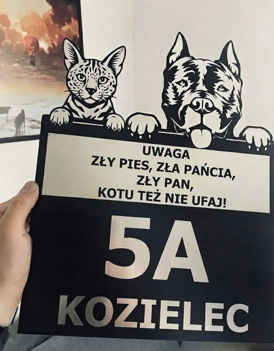 Tabliczka grawerowana uwaga pies adres numer domu