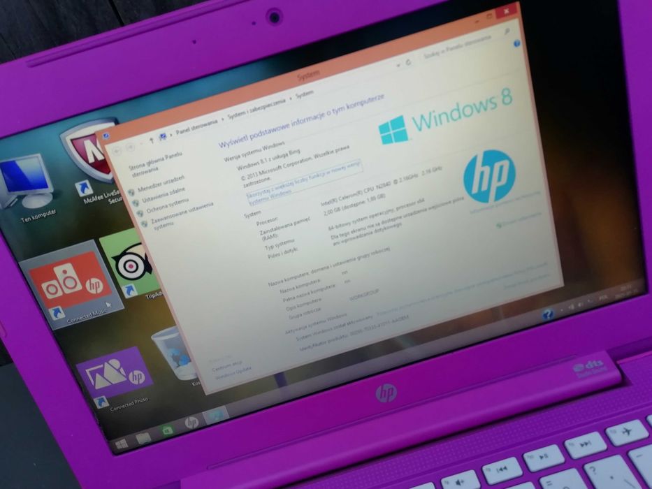 hp dts intel inside laptop retro windows 8 mały zgrabny pink