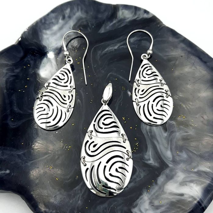 Komplet srebrny 925 kolczyki i wisiorek NOWY