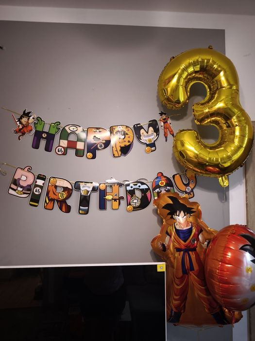 Balony DragonBall, girlanda, świeczka 3latka
balony bez helu, girlanda