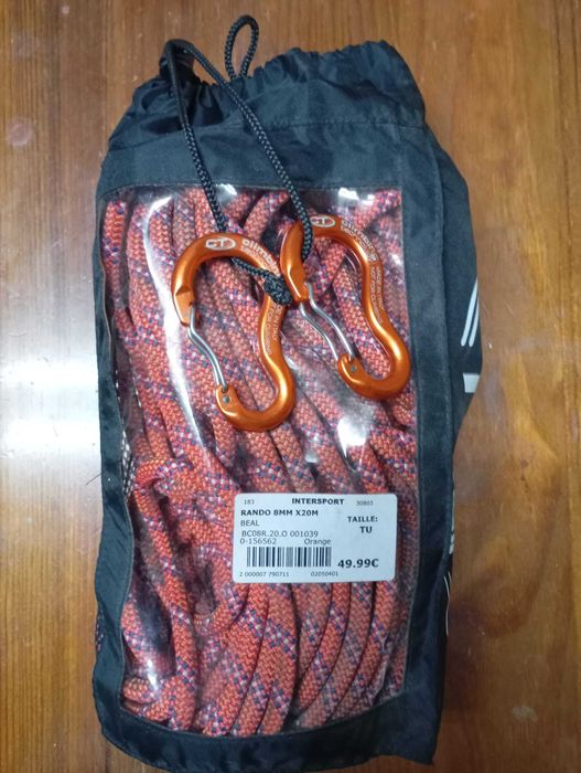 Corda nova BEAL Rando 9mm 20mt 2xmosquetao oferta