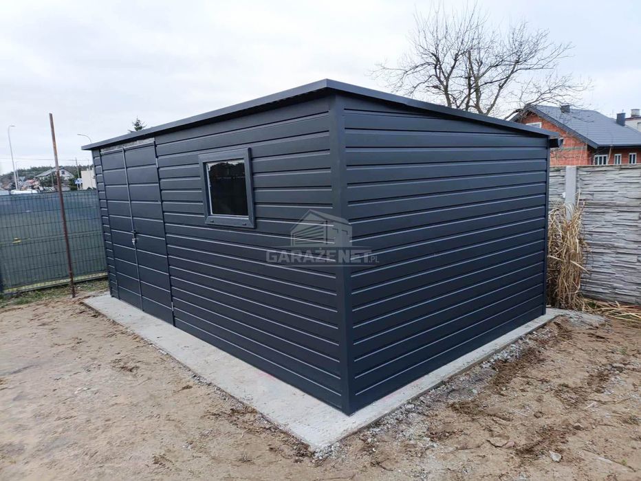 Schowek Domek Ogrodowy 5X3M Antracyt Dach Spad W Tył Ts982