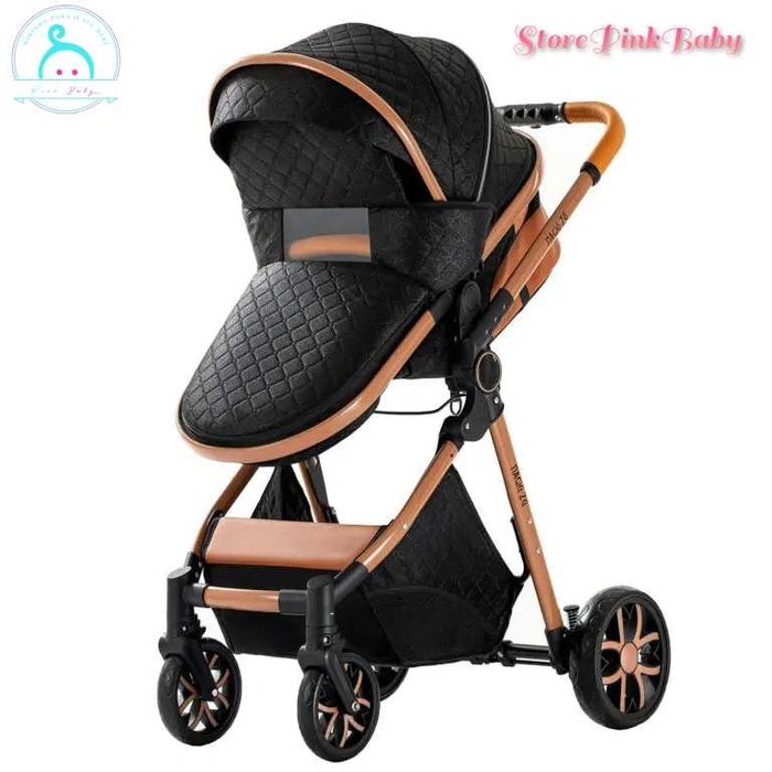 Carrinho de bebé 3 em 1 PinkBaby - LUXUS MAGIC - Preto Gold