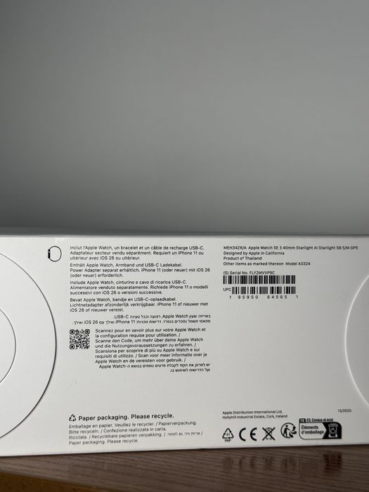 Apple Watch 3  SE 40mm Starlight Al Starlight SB S/M GPS