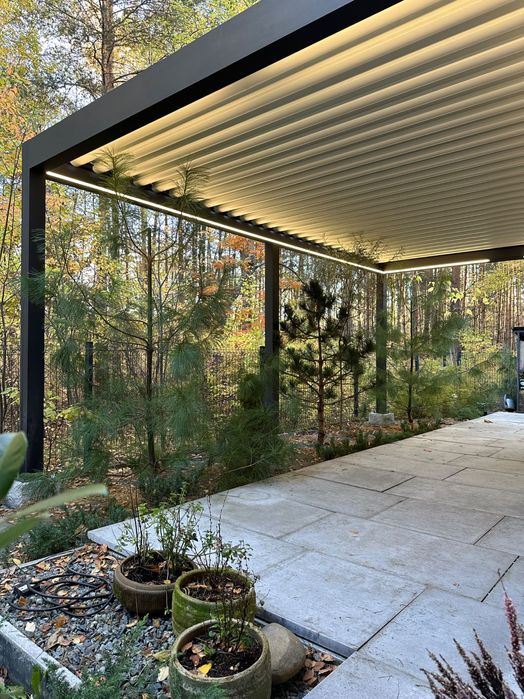 Pergole Tarasowe 4x4 z MONTAŻEM, Automatyczny Dach i Oświetlenie LED