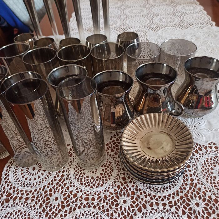 Zestaw  szkła dymnego srebrne