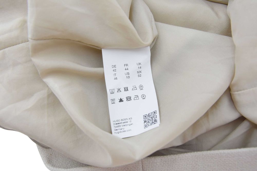 HUGO BOSS sukienka ecru ołówkowa elegancka dzianina midi 42