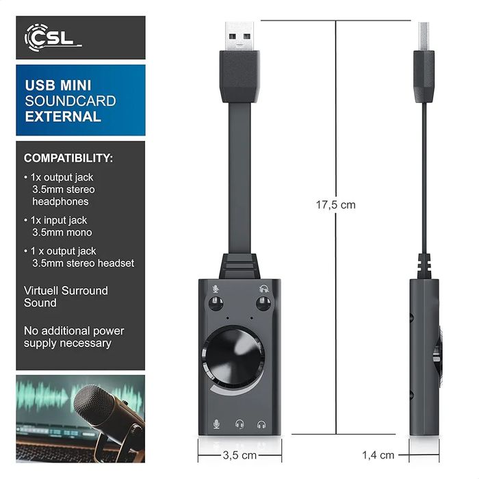 Zewnętrzna karta dźwiękowa USB mini 301301