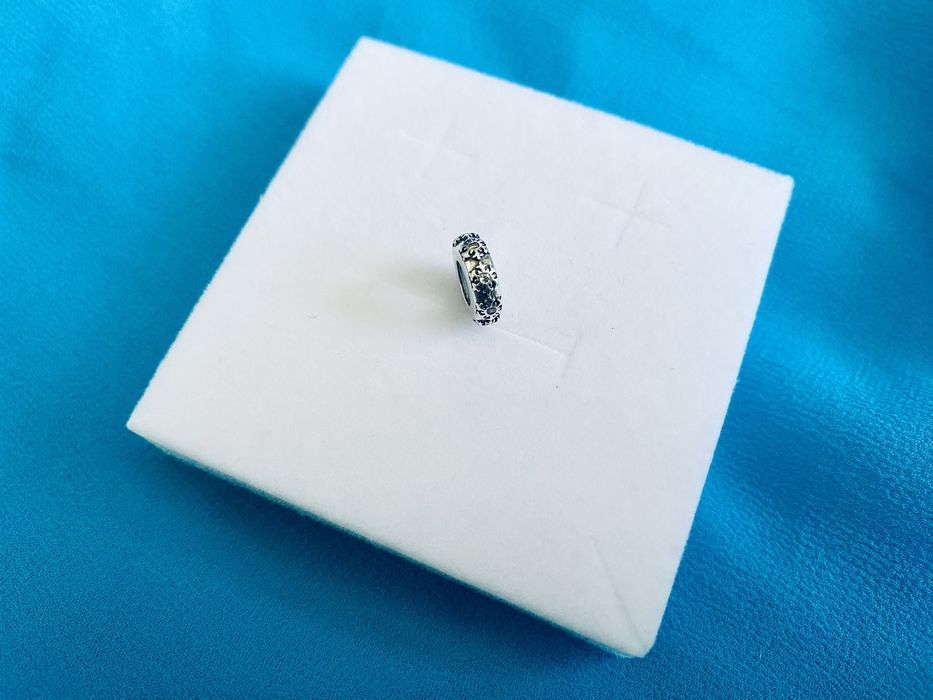 nowy unikatowy stoper charms beads cyrkoniowe śnieżynki srebro 925