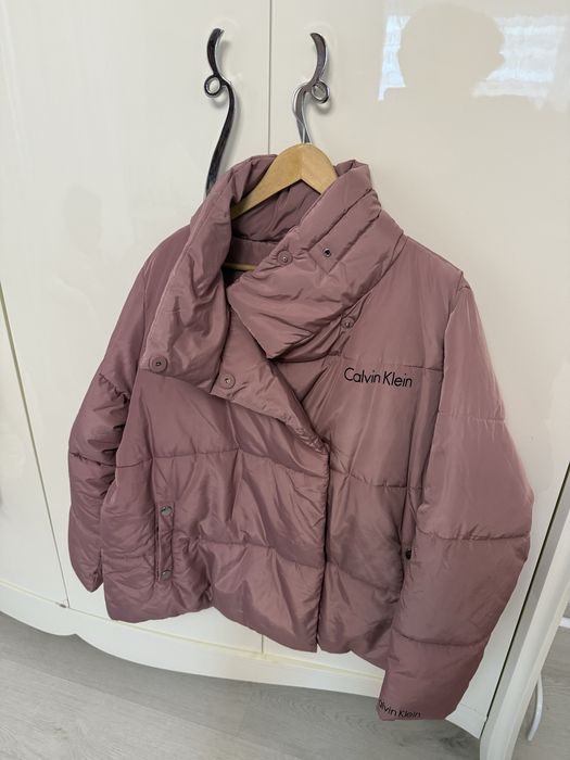 НОВА calvin klein 56-60 великого рожева зимовий подовжений куртка