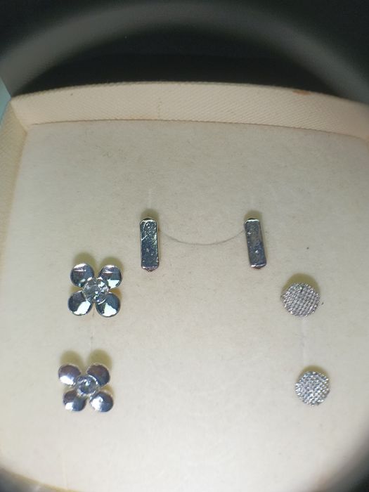 Srebrne kolczyki 925 sztyfty zestaw 3 pary cudowne