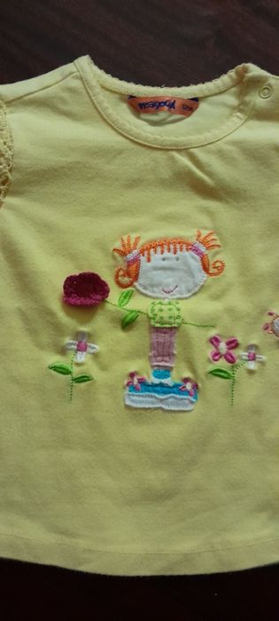 T.shirt manga curta com renda para menina