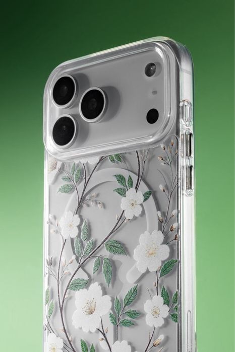 Прозорий чохол в квіти MagSafe iPhone Pro Max чехол айфон про макс 17