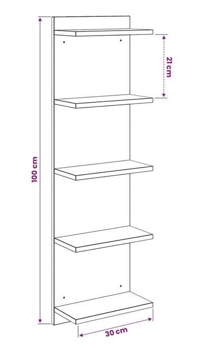 Półka  biała na panelu 30x15x100