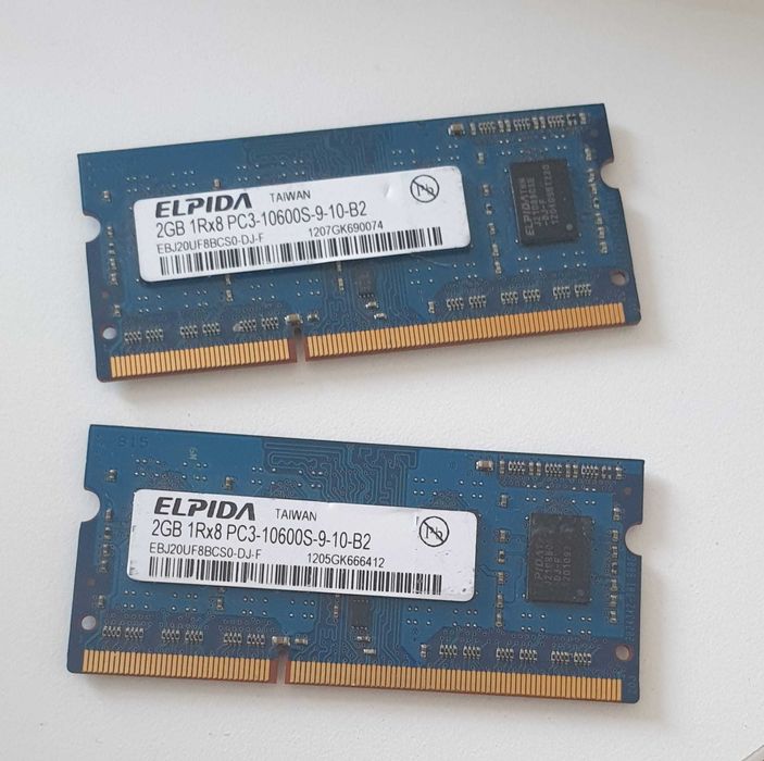 Pamięć RAM 4GB (2x 2GB) ELPIDA SO-DIMM DDR3 1333MHz PC3-10600 | Laptop