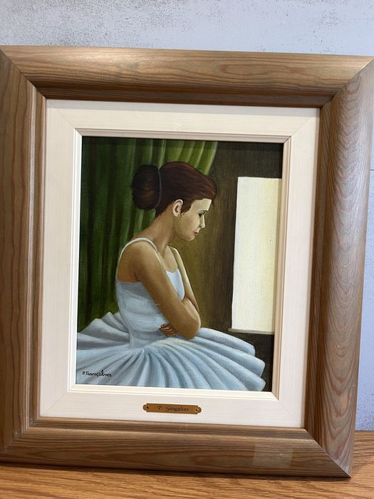Par de quadros pintados à mão 43x38