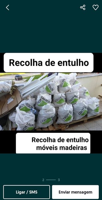 Recolha de entulho móveis e madeira materiais de construção civil