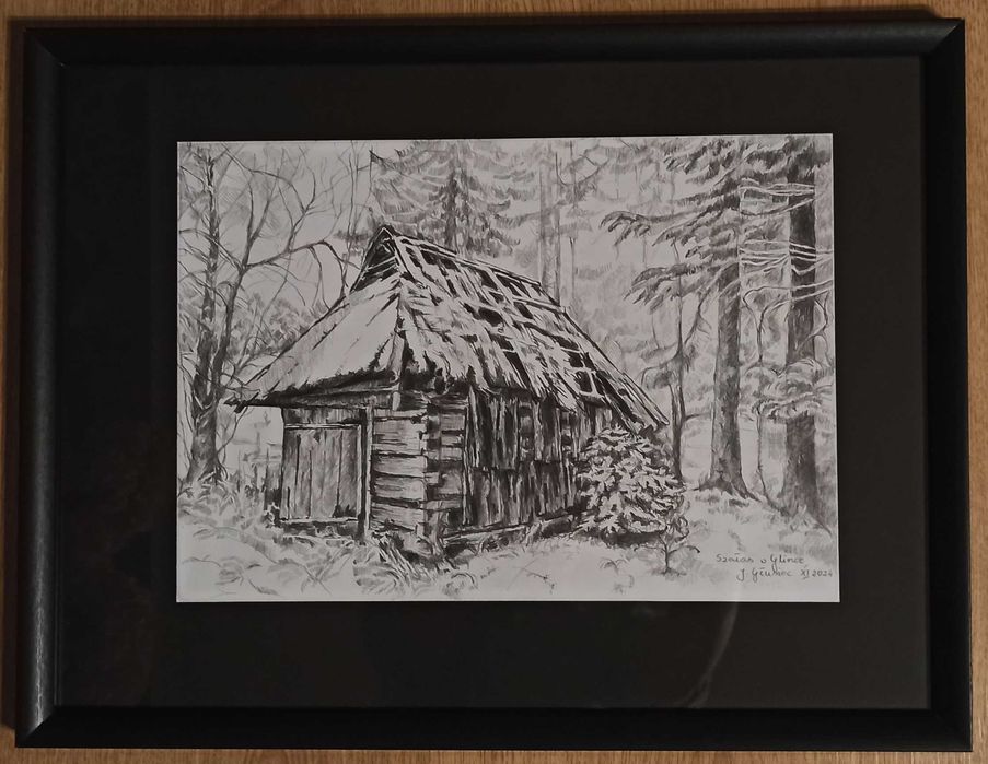 Rysunek ołówkiem, pejzaż, Beskid Żywiecki