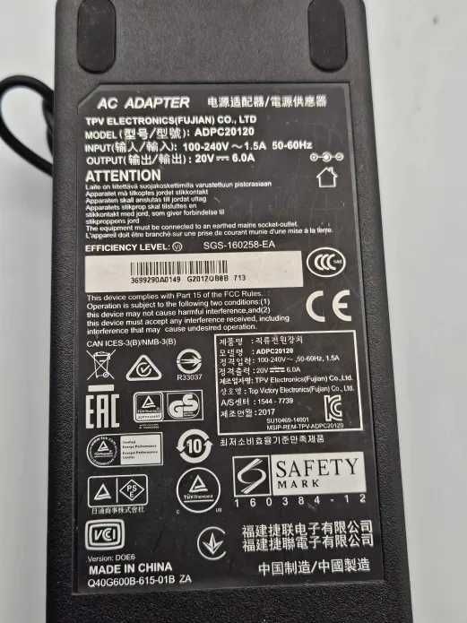 Zasilacz AC ADAPTER 20V 6A