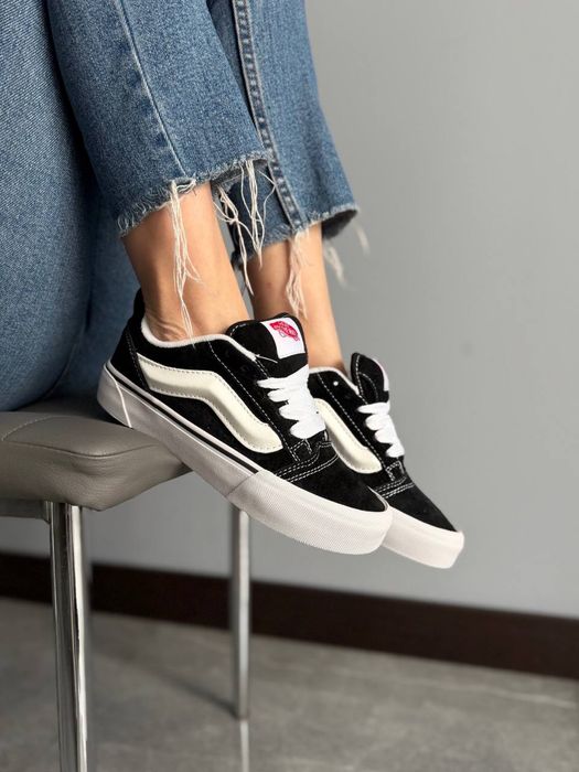 Найкраща Якість! Кросівки Vans Knu Skool Black White Чорно-білі Ванс Кну