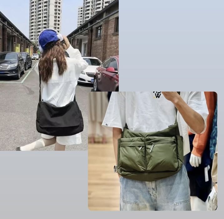 Сумка унисекс хаки, черная в стиле харадзюку 2 вида