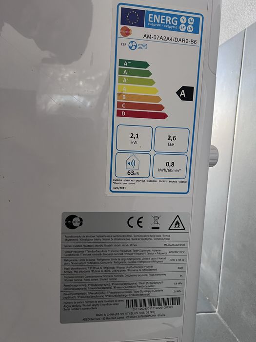 Ar Condicionado Portátil Equation 7000 BTU – Classe A