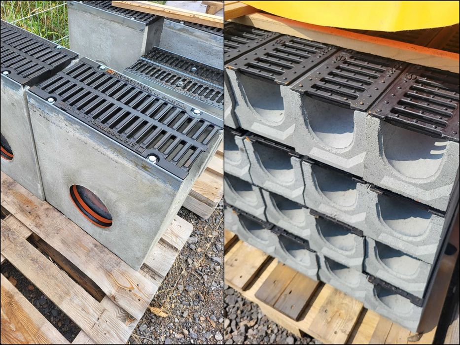 Odpływy Liniowe Kanały Betonowe B125 C250 D400 Odwodnienia Korytka