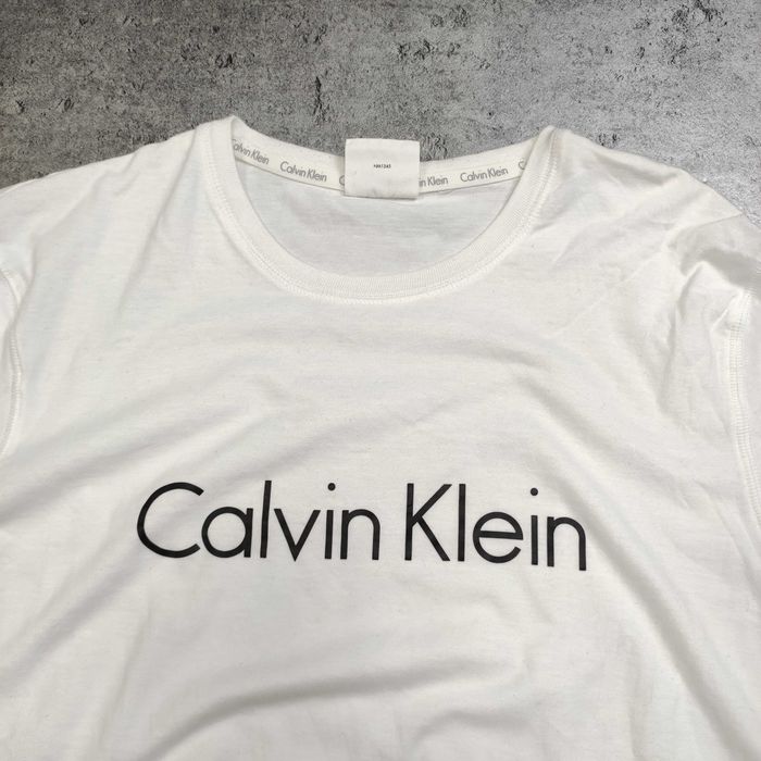 MĘSKA Koszulka Długi Rękaw Bluzka Biała Bawełna Calvin Klein Elegancka