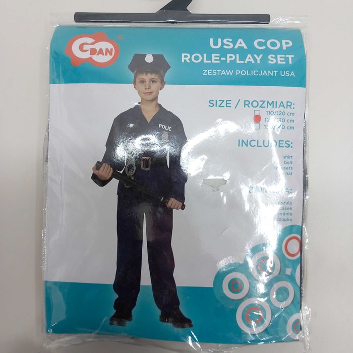 Strój policjanta przebranie kostium USA rozmiar 120/130cm 278