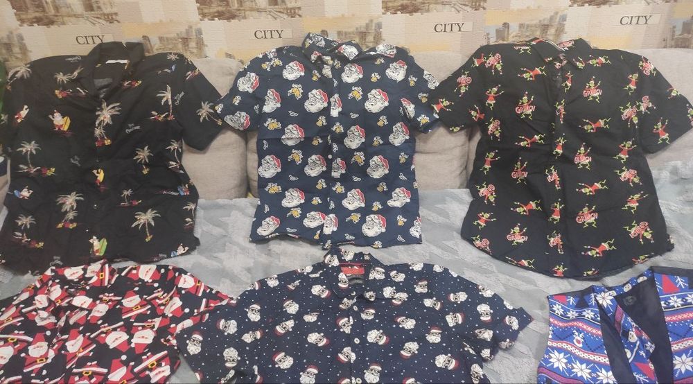 Рубашка мужская с новогодним принтом