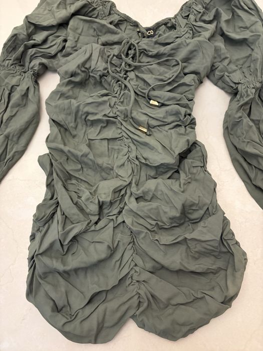 Elastyczna khaki ciekawa oryginalna bluzka tunika s/ M