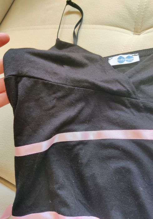 Top preto, alças finas, reguláveis, BodyBloom Paris, S