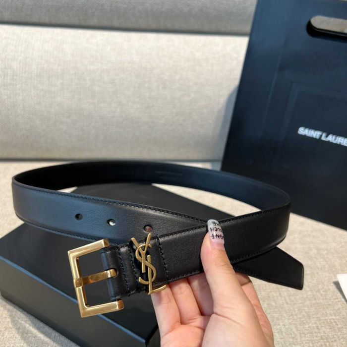Черный ремень Yves Saint Laurent Ив Сен Лоран ремінь YSL 2 и 3 см