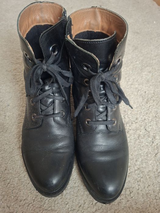 Buty zimowe lasocki 38 damskie skórzane czarne