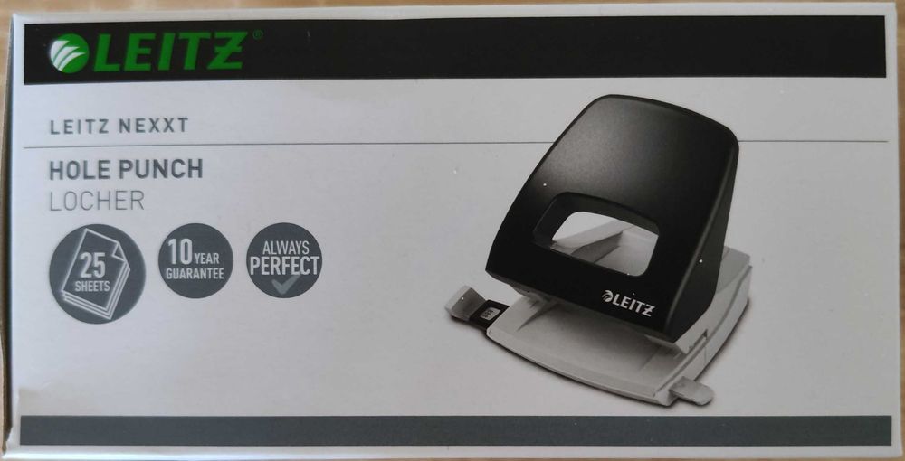 Leitz New NeXXt komplet dziurkacz i zszywacz czarny kolor