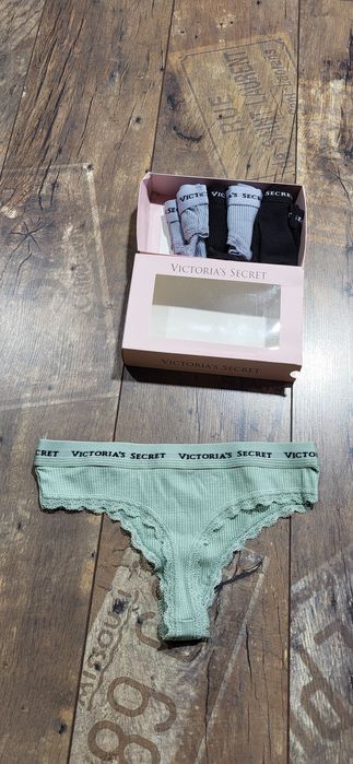 VS komplet stringi damskie bawełna premium koronka L