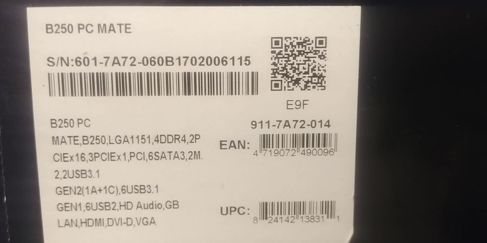 Материнська плата MSI b250 pc mate