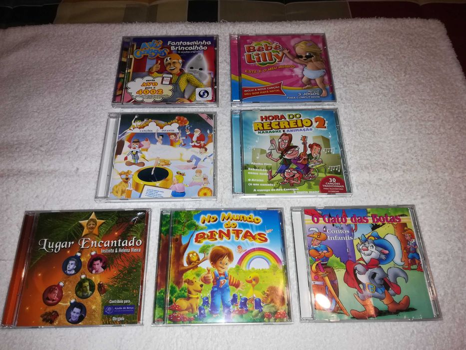 cds para crianças (avô cantigas, bebé lilly, pintas, gato das botas)