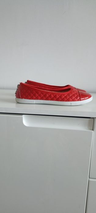 Baleriny czerwień Ferrari pikowane wstawki lakierowane 38