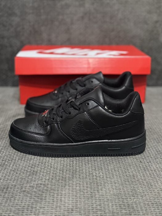 Кроссовки мужские зимние Nike Air Force leather winter black найк Форс